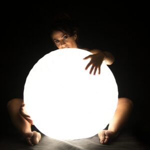 Woman Holds Led Large Ball